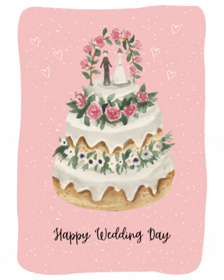 Animated Cake With Floral virtual Anniversary eCard