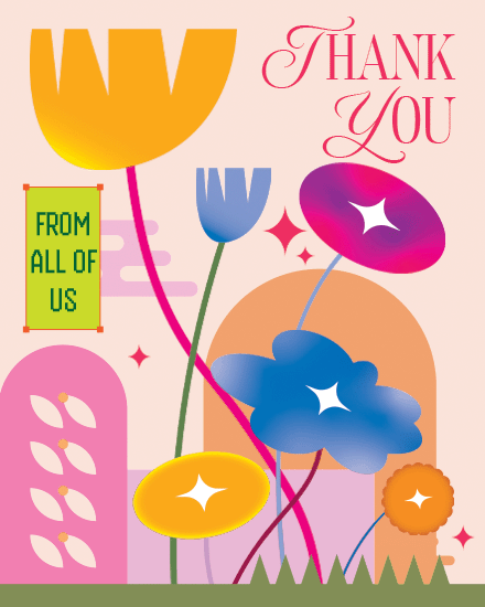 Bold Colorful Flowers virtual Thank You eCard
