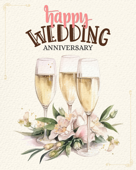 Champagne Glasses virtual Anniversary eCard