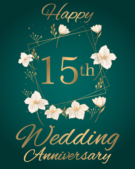 Crystal Anniversary Teal Florals virtual Anniversary eCard