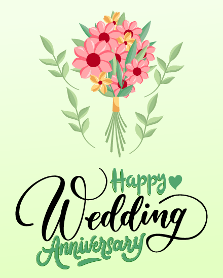 Bouquet Of Flowers virtual Anniversary eCard