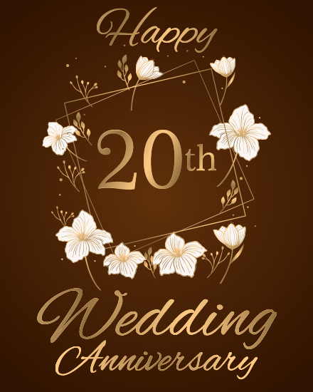 Brown Theme With Flowers virtual Anniversary eCard