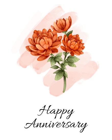 Painted Chrysanthemum virtual Anniversary eCard