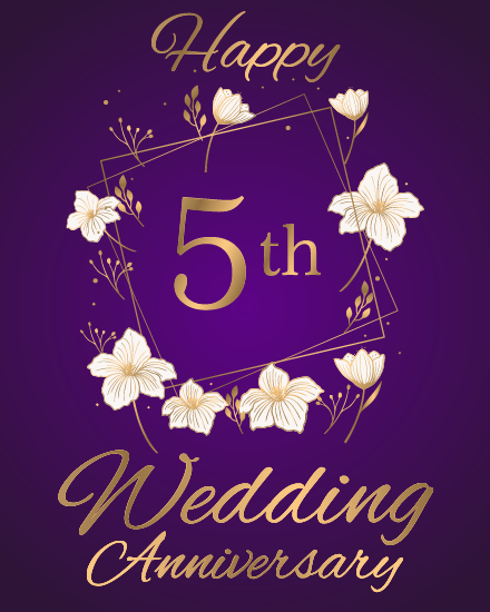 White Bloom Floral Purple virtual Anniversary eCard