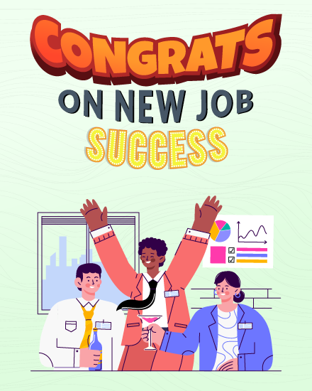 Cheerful Office-themed Congrats virtual New Job Promotion eCard