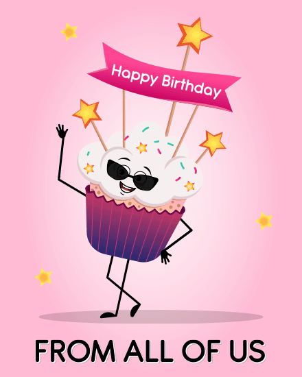 Cute Cupcake With Full Of Emotions virtual Birthday eCard
