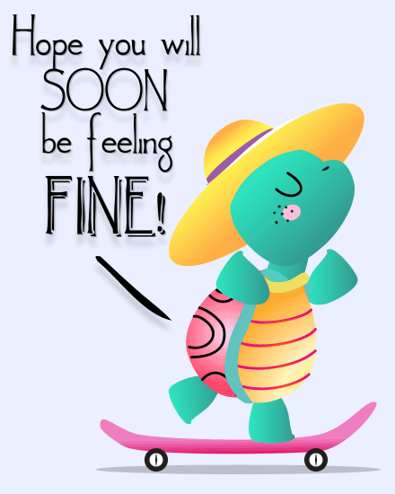 Turtle Wearing A Yellow Sunhat virtual Get Well Soon eCard