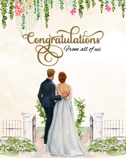 Bride And Groom Standing Together virtual Wedding eCard