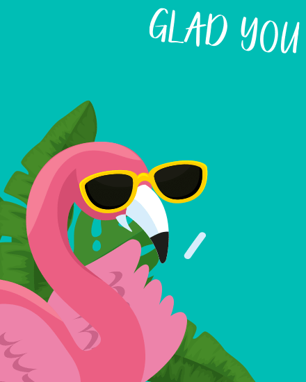 Cool Flamingo And Tropical Leaves virtual Retirement eCard