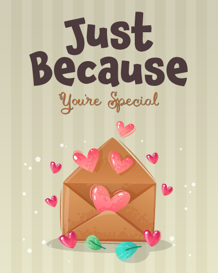Heart Filled Envelope virtual Just Because eCard