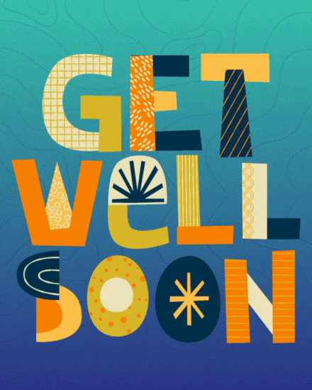 Bold Letters On Blue Gradient virtual Get Well Soon eCard