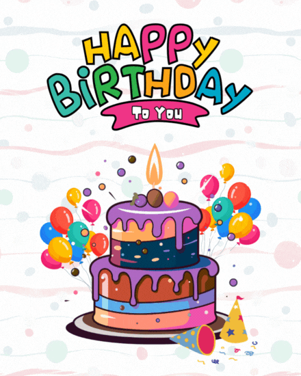 Colorful Cake With Balloons virtual Birthday eCard
