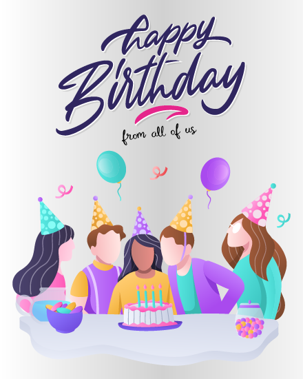 Celebrating With Birthday Cake virtual Coworker birthday eCard