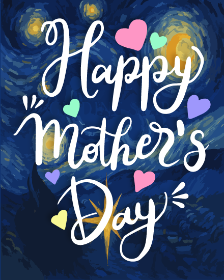 Starry Night Theme virtual Mother's Day eCard