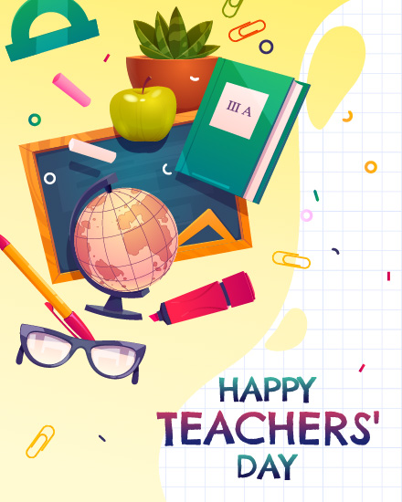 Globe And Chalkboard virtual World Teachers Day eCard