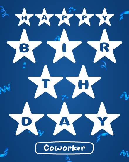 Star Pattern Design Confetti virtual Coworker birthday eCard