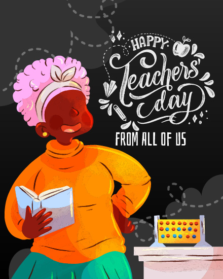 Teacher Holding A Book virtual World Teachers Day eCard