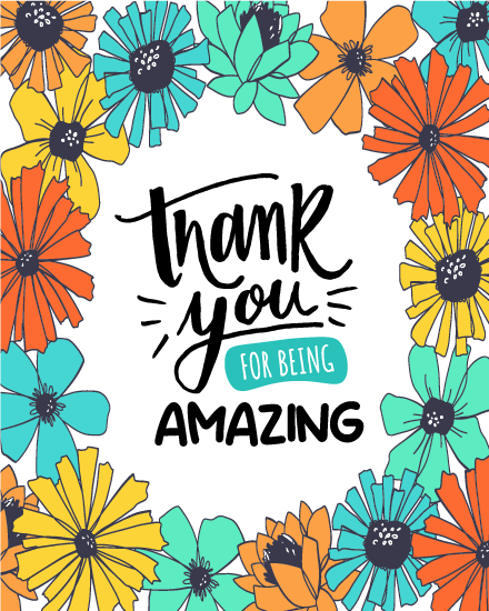 Colorful Floral Border virtual Employee Appreciation eCard