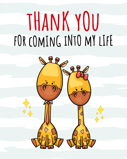 Two Cute Lovely Giraffe virtual Thank You eCard